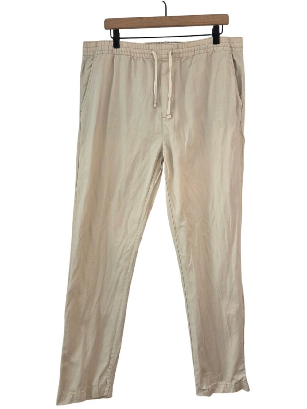 Wellen Linen Blend Slim Fit Khaki Chino Pants Elastic Pull-On Pants Men's XL